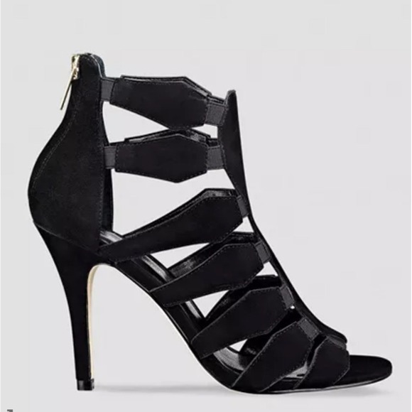 Ivanka Trump Black Suede Leather Gladiator Heels Strappy Stiletto 7.5M - Picture 2 of 10